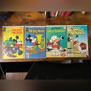 Disney Mickey Mouse and‎ Uncle Scrooge Comic Set - Red, Yellow, Green Covers